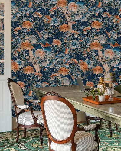 Iverley Vista Chinoiserie Wallpaper in a styled room