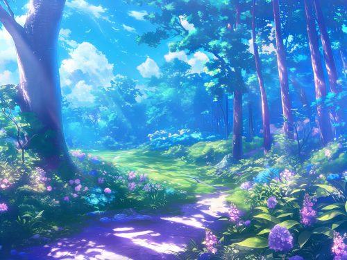 Misty Forest Anime Background Landscape