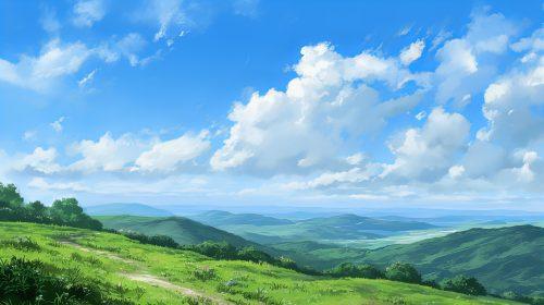 Peaceful Green View Anime Background