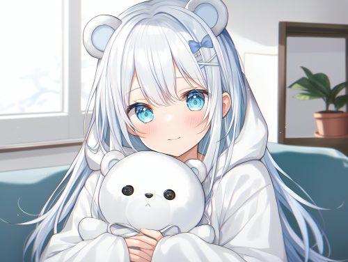 White Hair Cute Kawaii Wallpaper