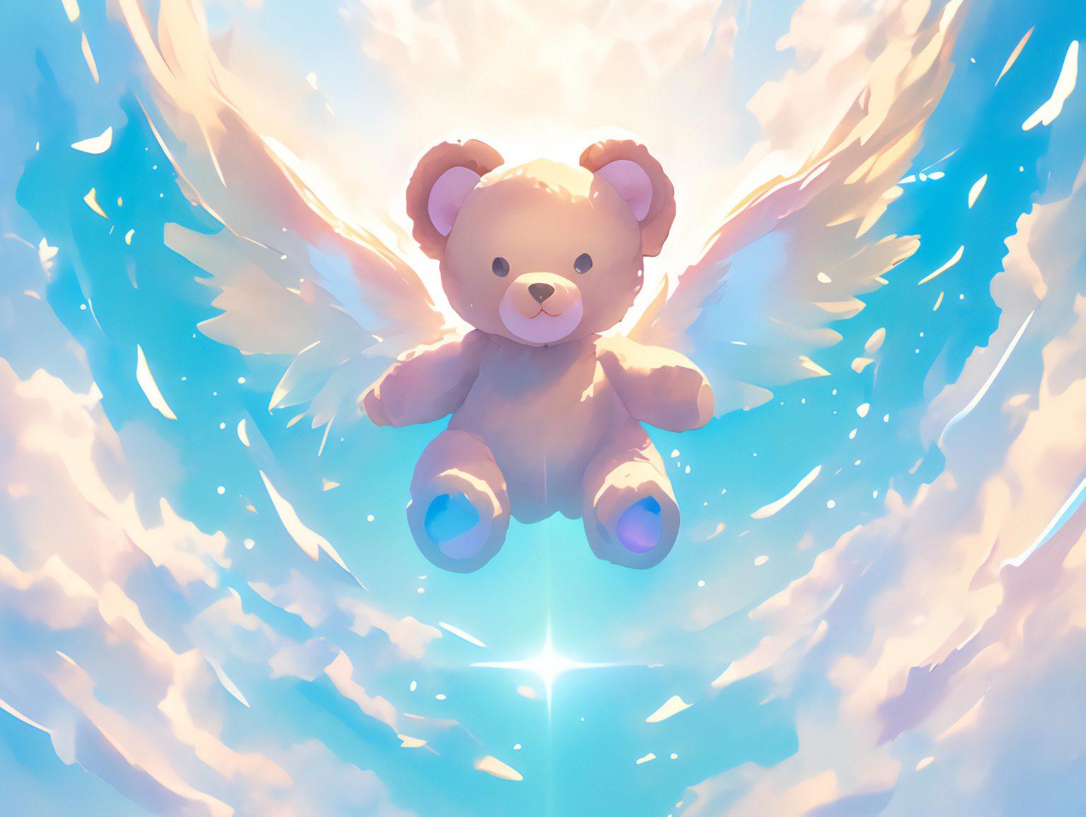 A vibrant bear anime kawaii aesthetic wallpaper filled with glowing artistic details.