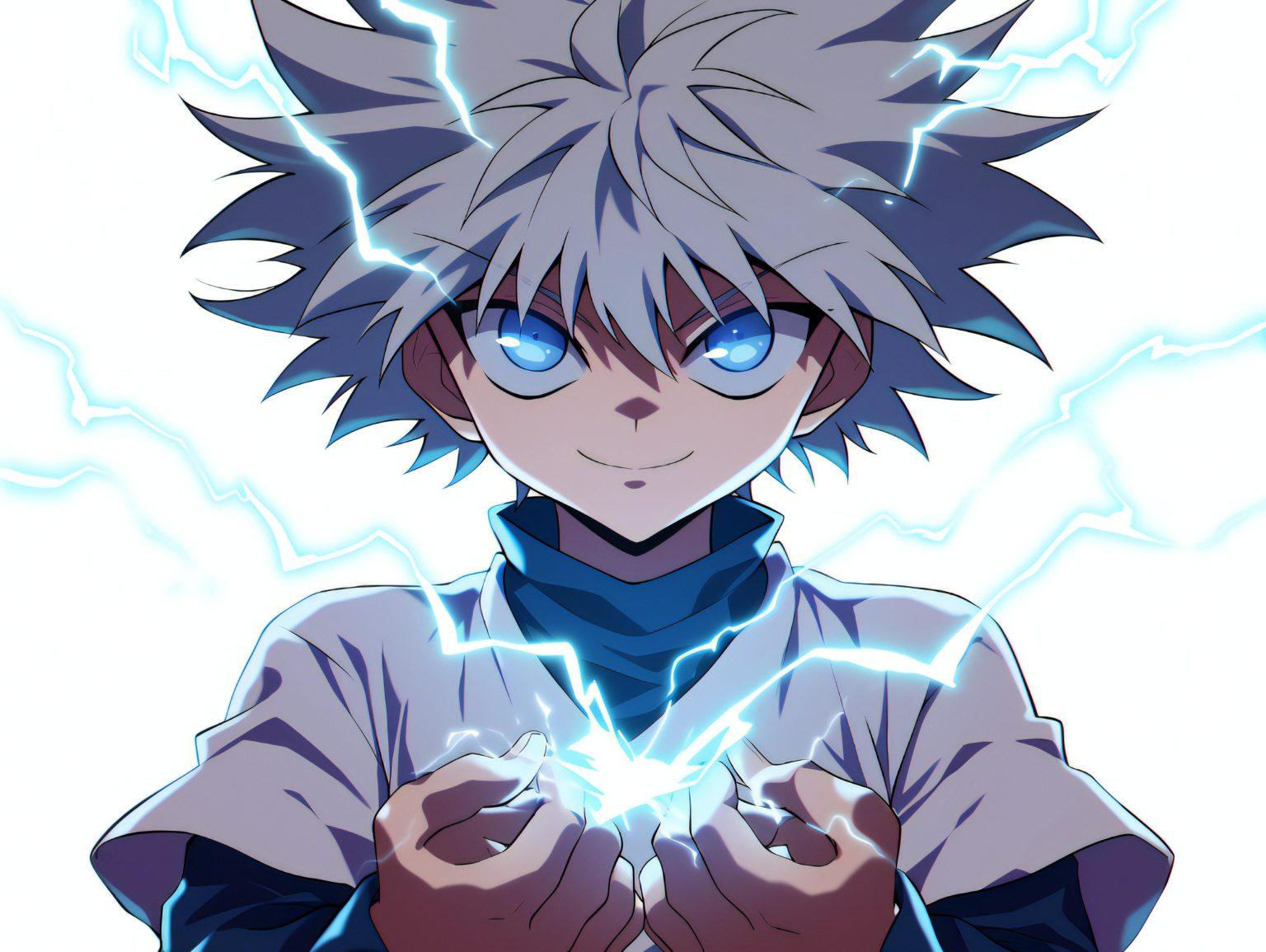 An assassin killua wallpaper capturing his aura of intensity.