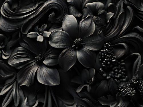 Stylish Black and White Floral Wallpaper