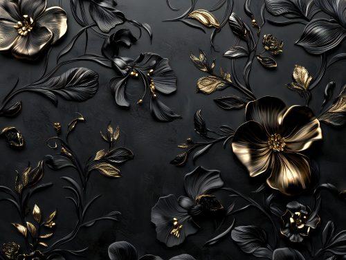 Classic Black and White Floral Wallpaper