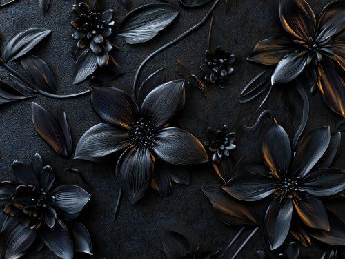 Black and White Modern Floral Wallpaper