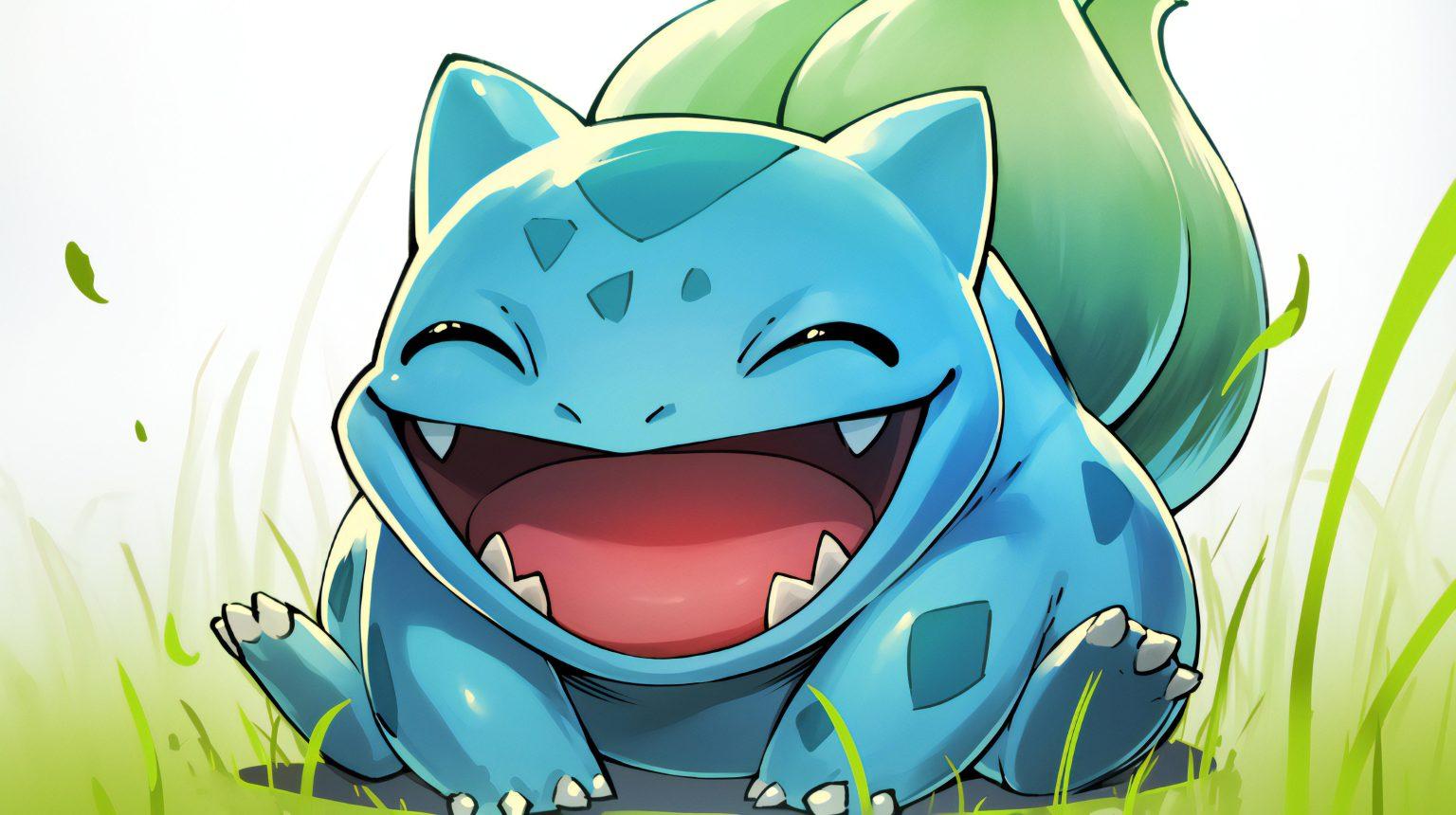 A pokemon bulbasaur wallpaper featuring a sparkling and lively artistic composition.