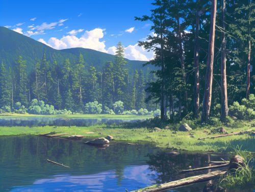 Deep Green Lake Landscape Wallpaper