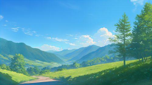 Vivid Green Colourful Landscape Wallpaper