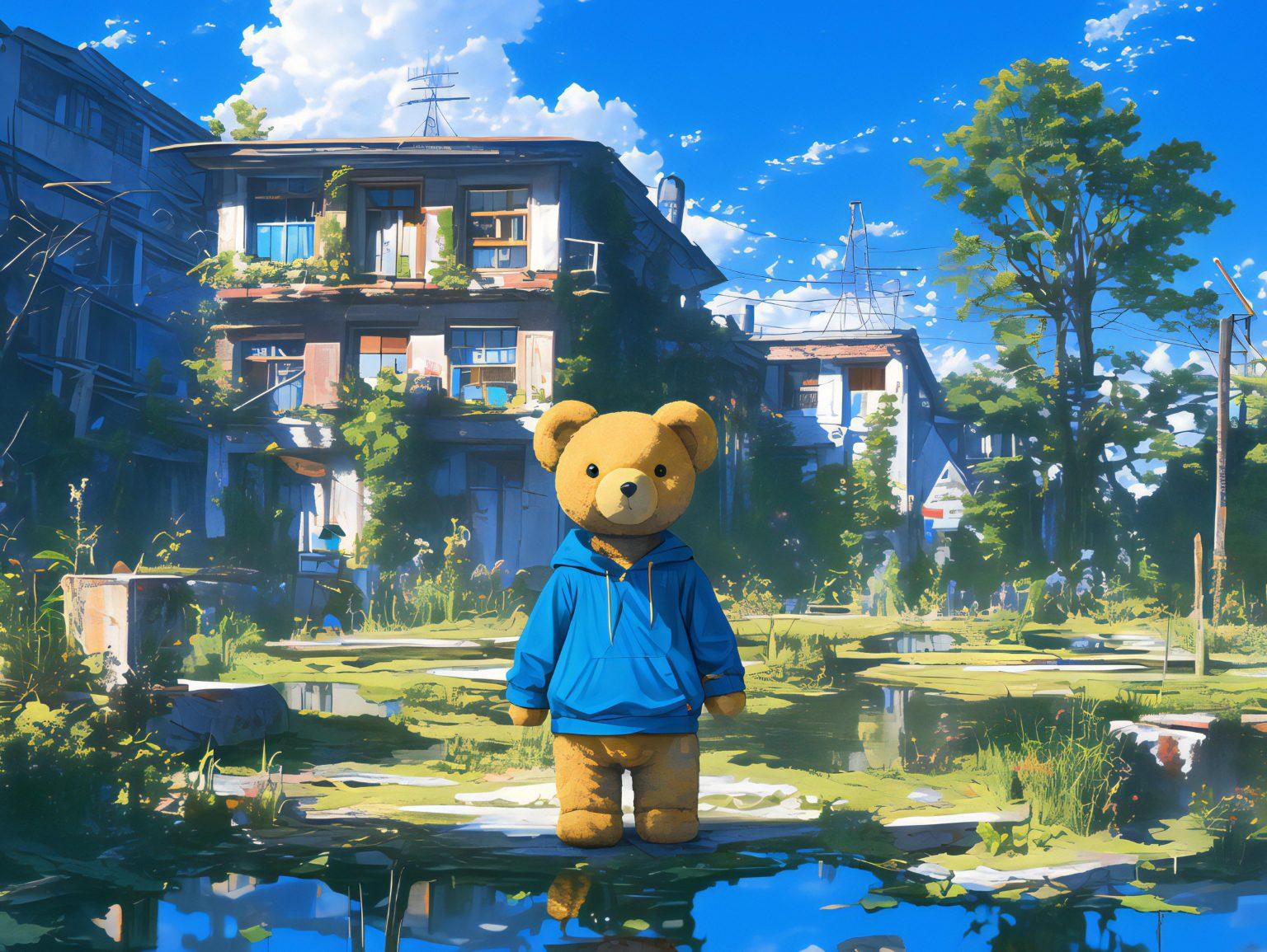 A smiling anime character enjoying a sunset, with petals floating gently in the breeze.