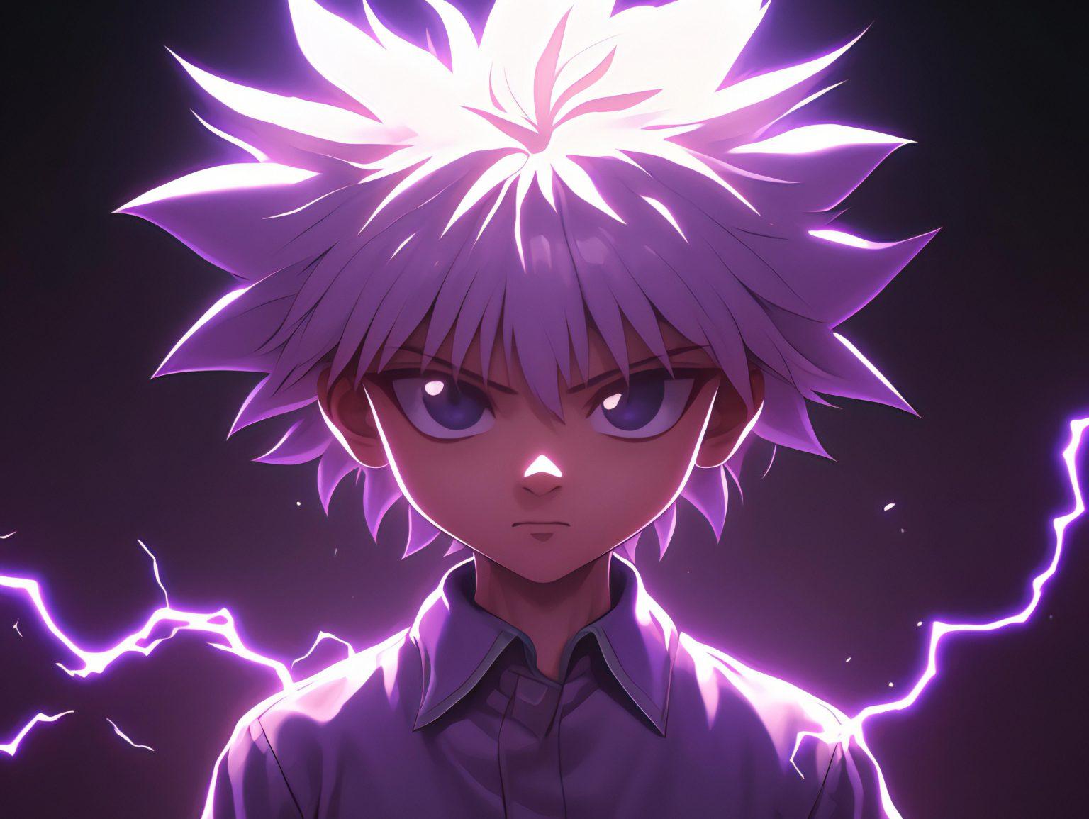 A killua hd wallpaper showcasing his aura of strength.