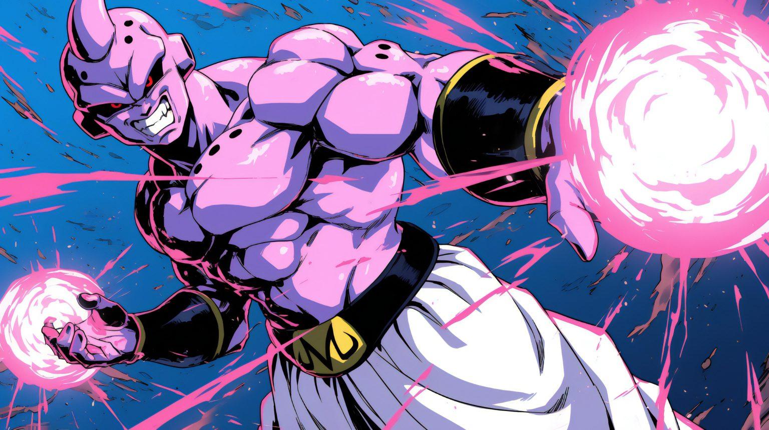 A buu dbz cool wallpaper featuring Majin Buu’s expressive aura and dynamic artistic details.