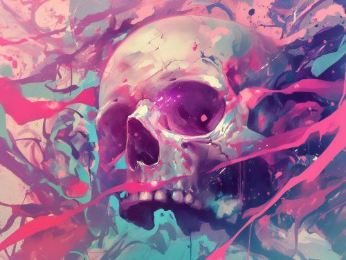 Pink Gothic Skull Emo Wallpaper