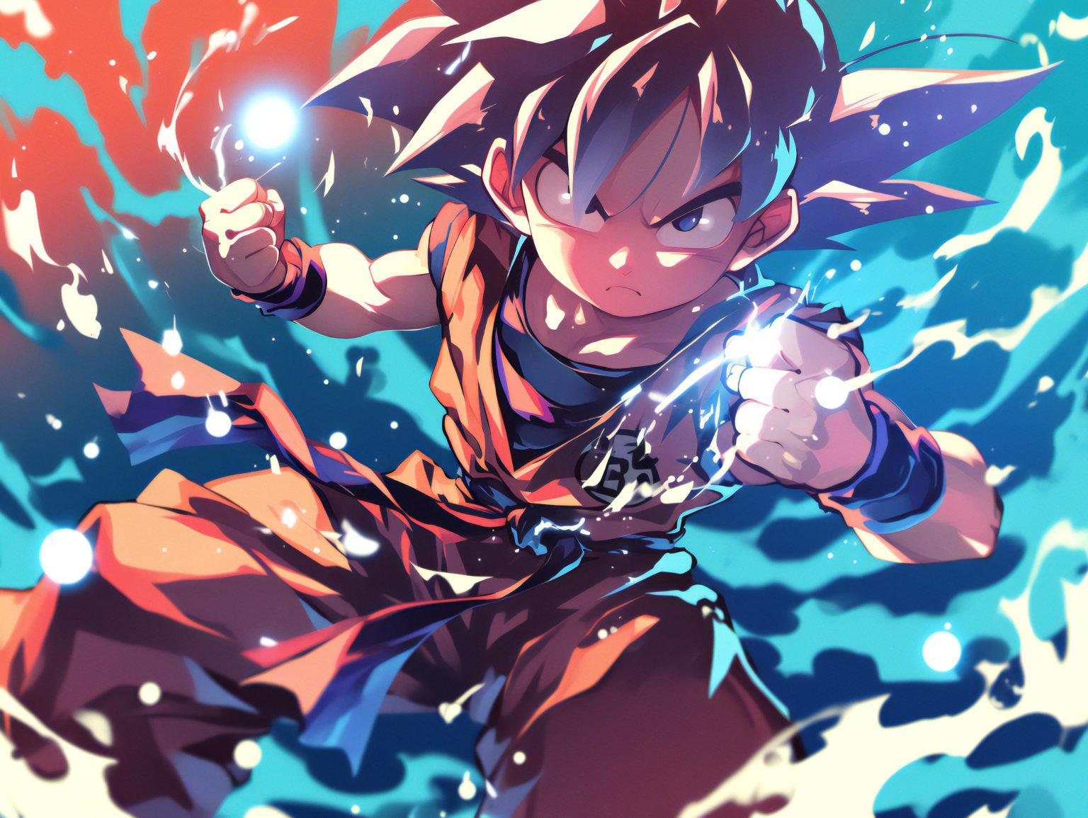 A dragon ball z goku wallpaper 4k featuring bold shading and expressive artistic textures.