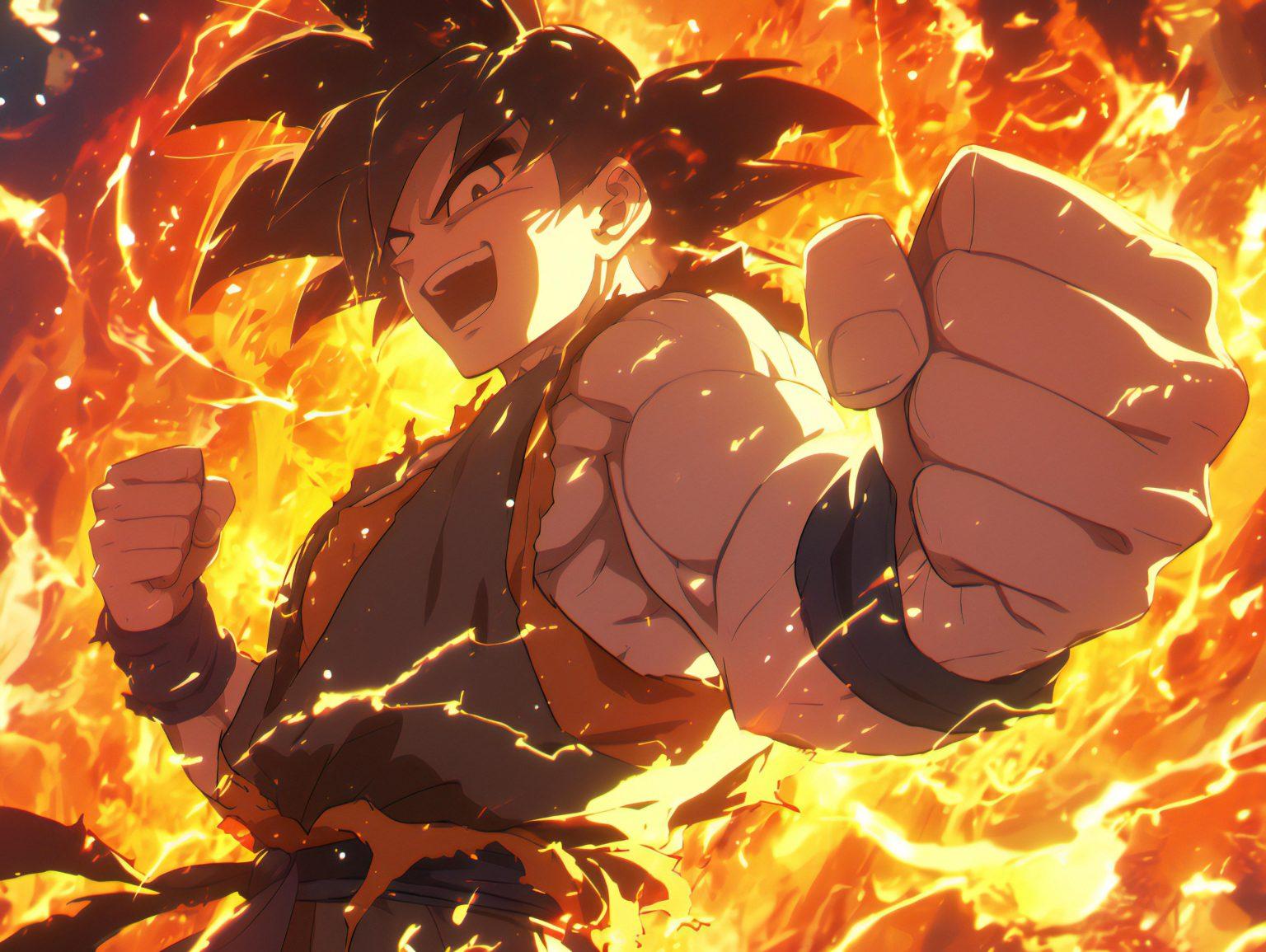 A goku super saiyan wallpaper featuring high-resolution artistic textures and bold contrasts.