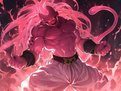 A majin buu wallpaper featuring Majin Buu’s epic energy and bold artistic details.