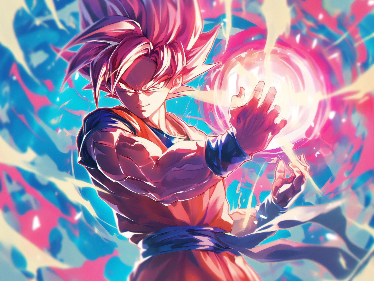 A cute goku wallpaper featuring bright and dynamic textures in an energetic Dragon Ball design.