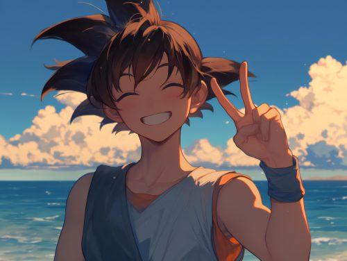 Goku Happy Beach Wallpaper