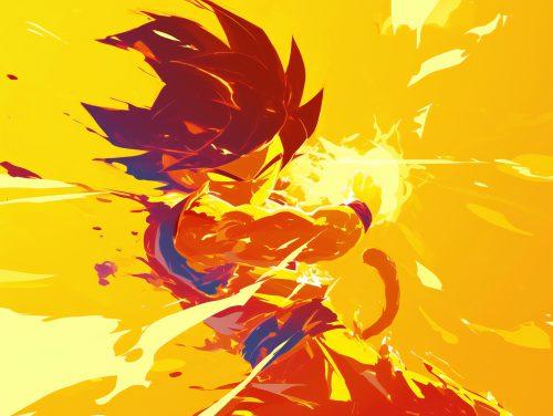 A goku aesthetic wallpaper featuring expressive textures and bold artistic contrasts.