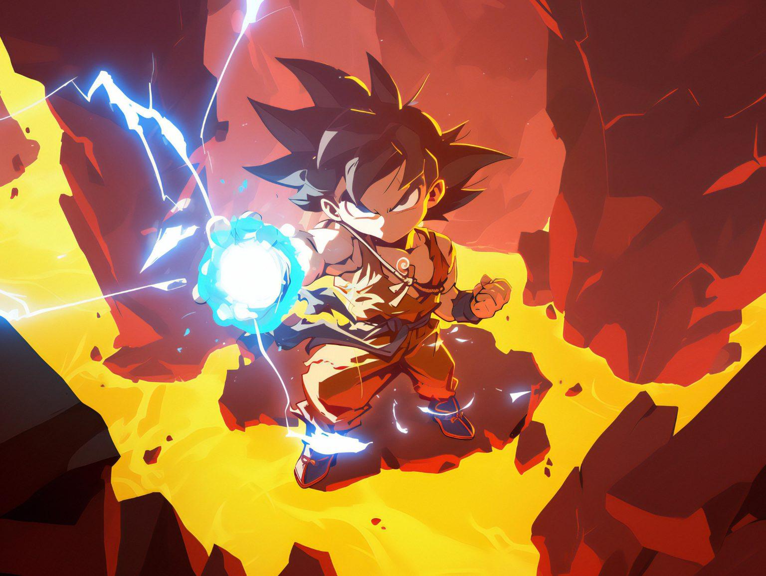 A cute goku wallpaper featuring playful artistic energy and vibrant Dragon Ball-inspired details.