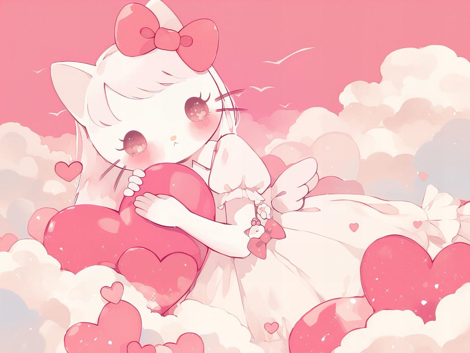 pretty hello kitty on a pink background looking beautiful