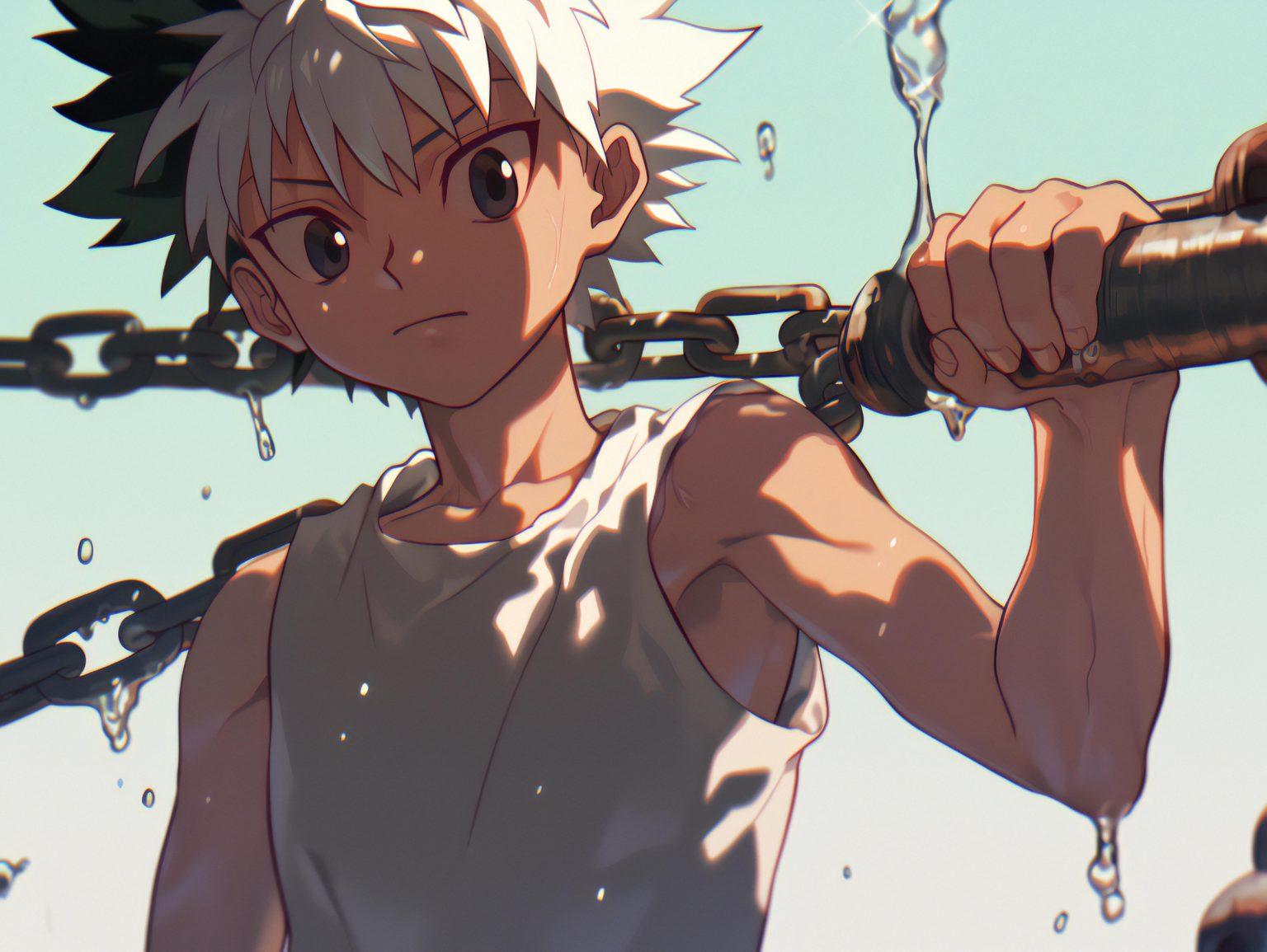 A killua wallpaper pc capturing his dynamic energy.