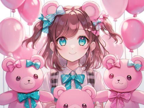 Pink Bear Kawaii Anime Wallpaper