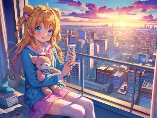 Cute Girl Dreamy Anime  City Wallpaper