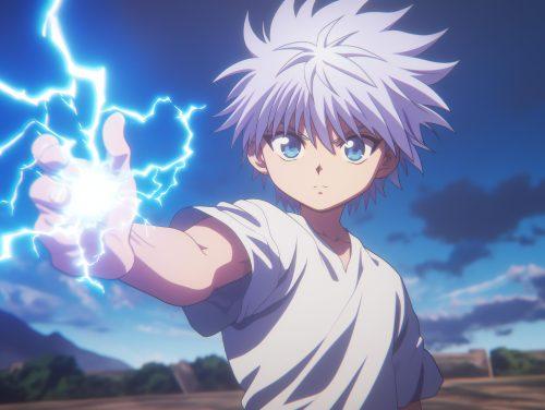 A killua wallpaper pc showcasing his dynamic strength.