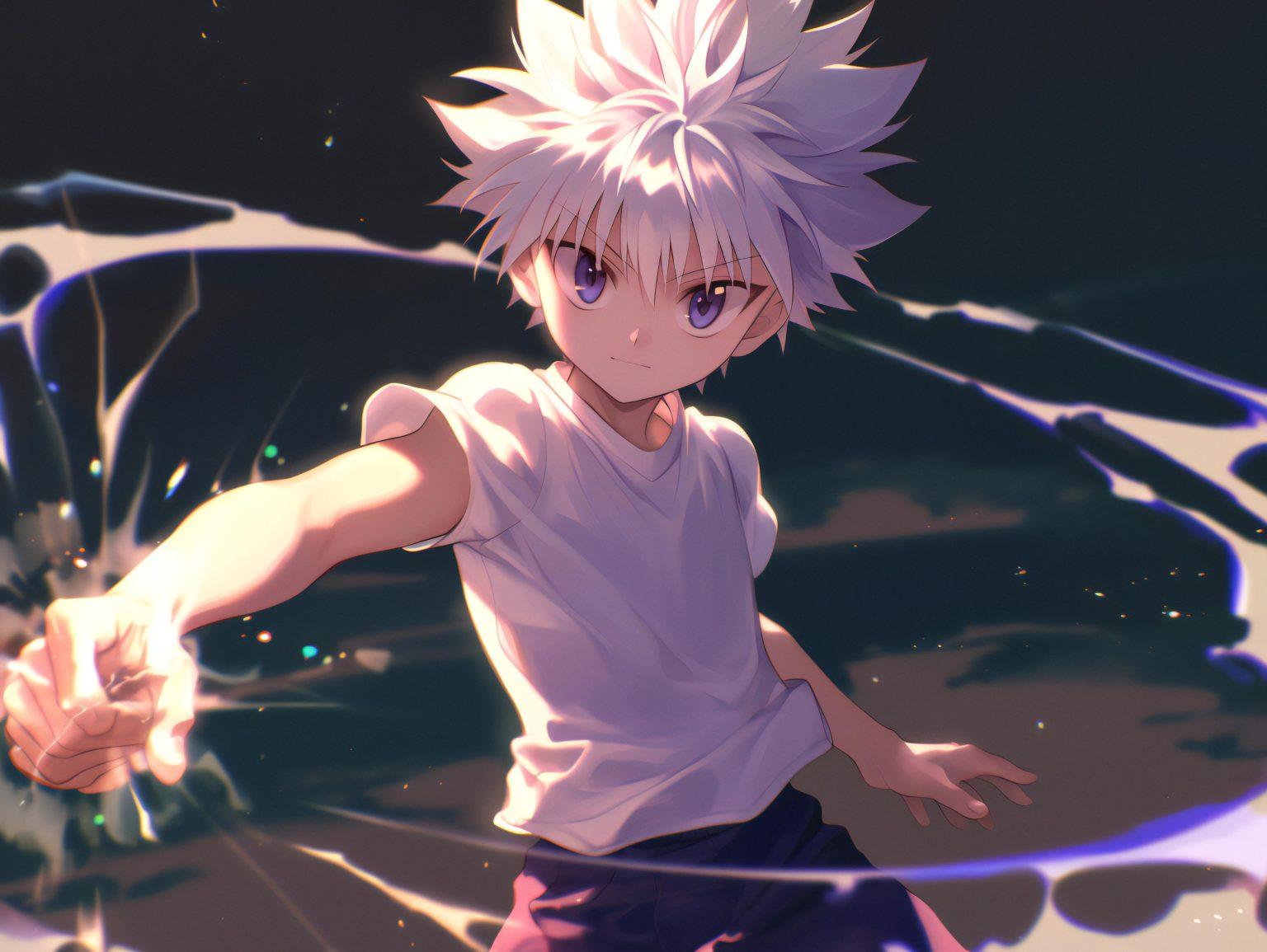 A killua zoldyck wallpaper hd capturing his intense strength.