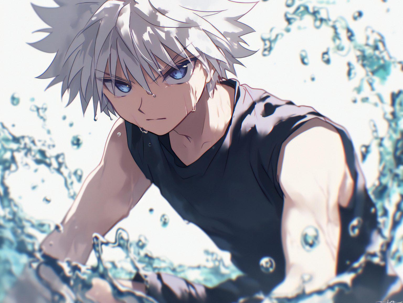 A cute killua wallpaper capturing his strength and aura.