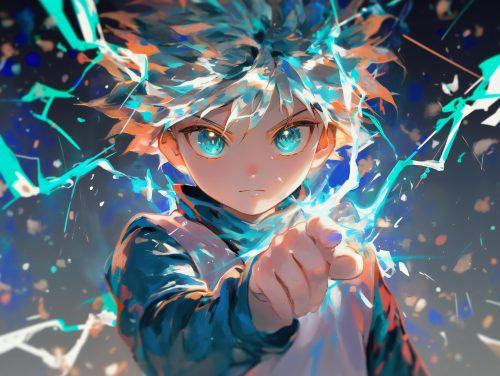 A visually powerful killua wallpaper showcasing his intense aura.