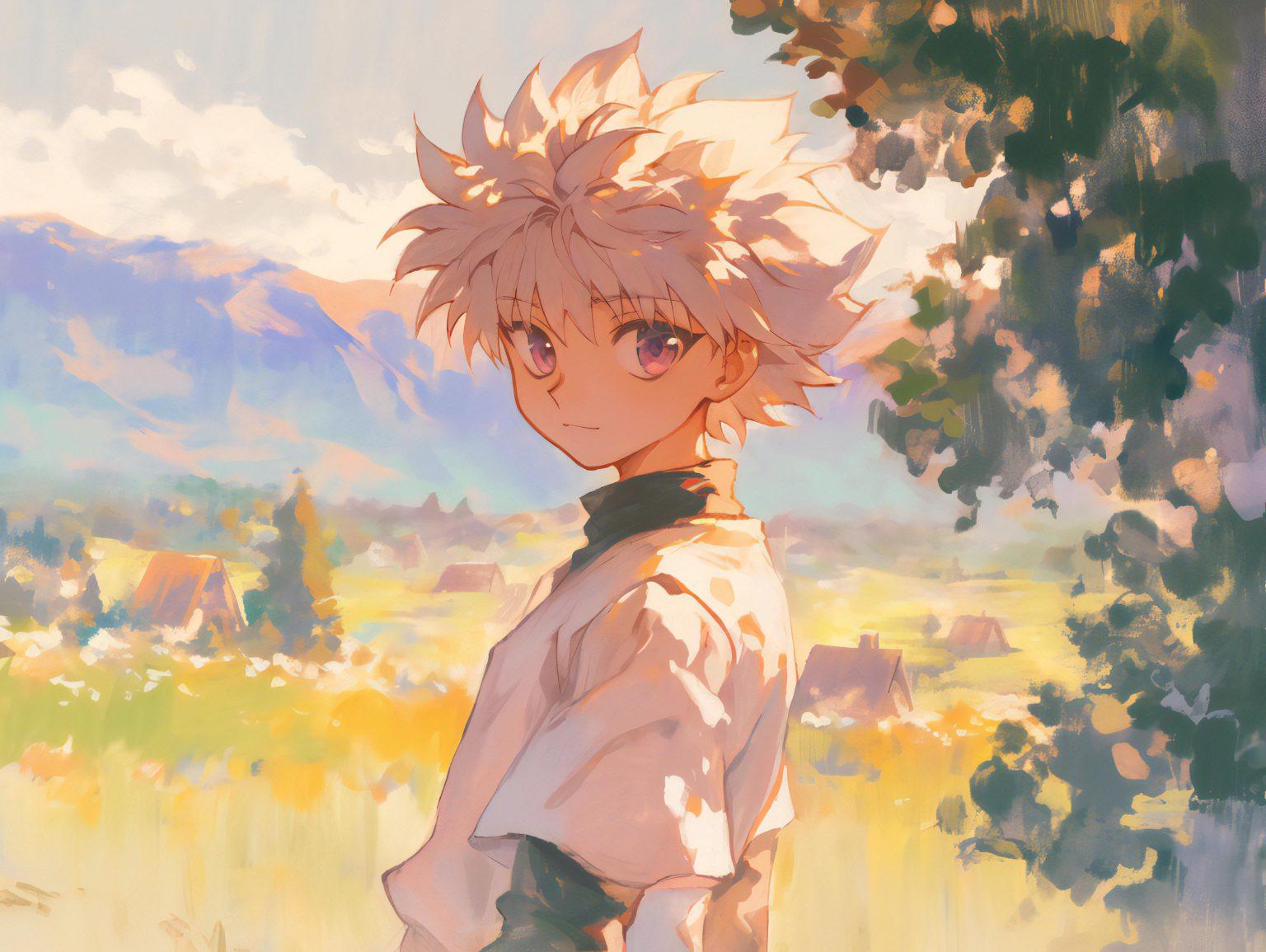 A killua zoldyck wallpaper showcasing his powerful aura.