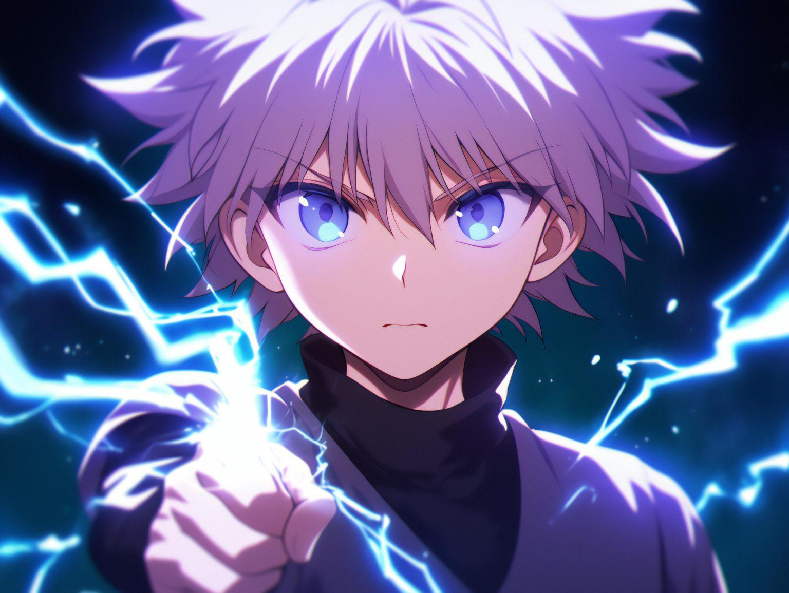 A hunter x hunter killua wallpaper featuring his powerful aura.