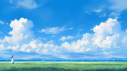 CleanBlue Sky Landscape Cartoon Wallpaper