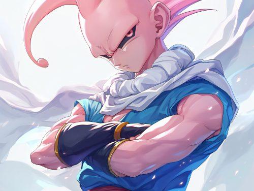 A buu dragon ball wallpaper pc showcasing Majin Buu’s high-energy presence in a striking artistic style.