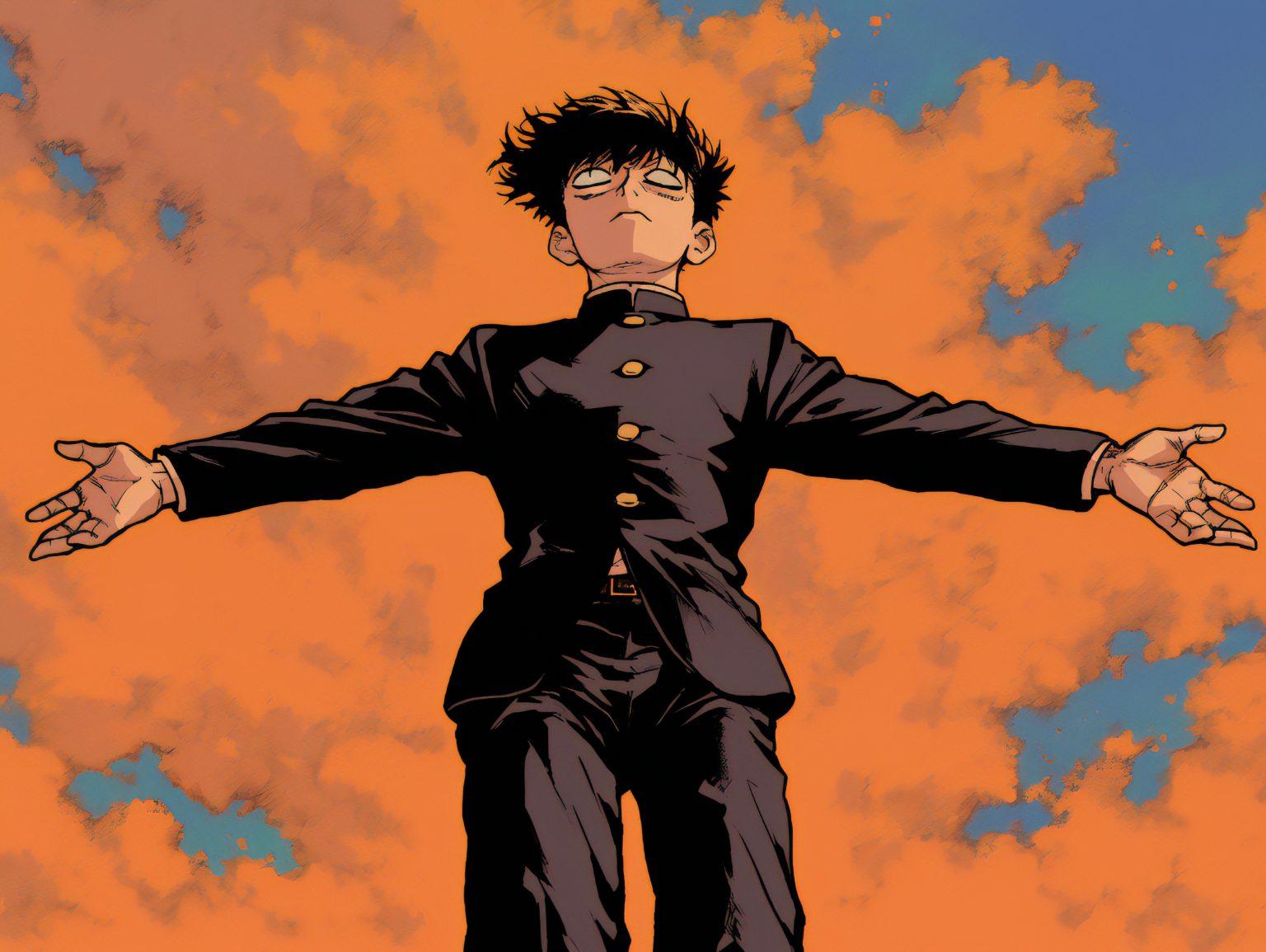 A bold mob psycho wallpaper 4k with high-definition details.