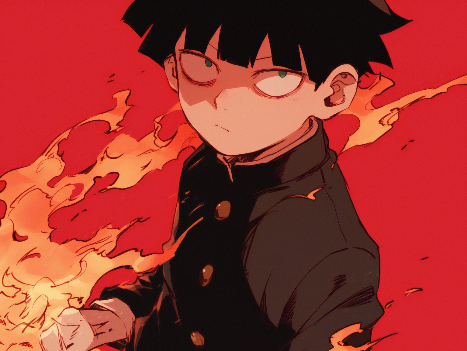An artistic mob psycho wallpaper 4k with vibrant colors.