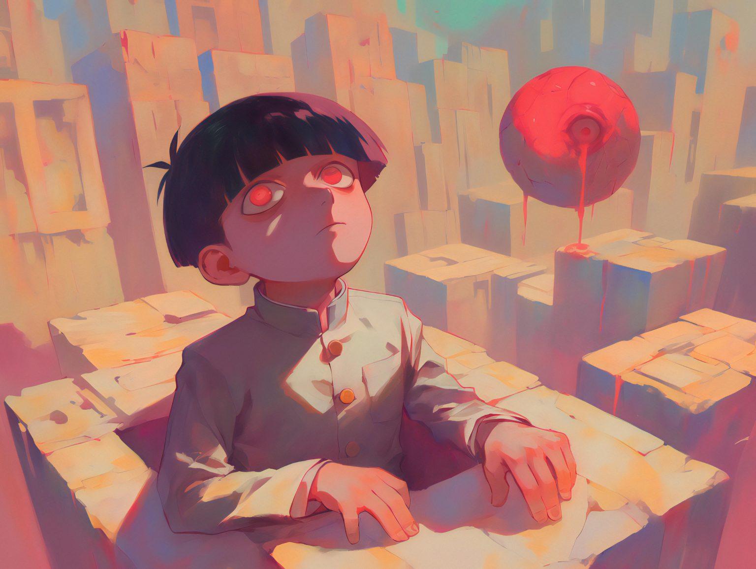 A high-impact mob psycho 100 wallpaper with bold colors.