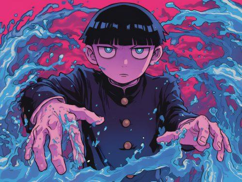 An energetic mob psycho wallpaper pc with bold colors.