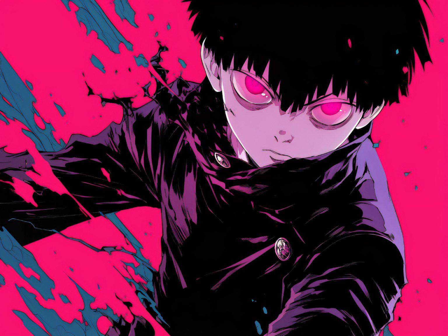 An intense mob psycho 100 wallpaper with bold artistic details.