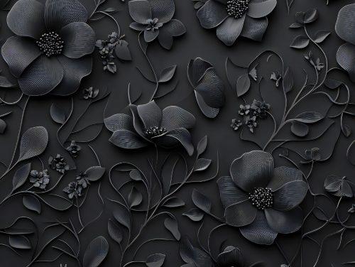 Modern Black and White Floral Wallpaper