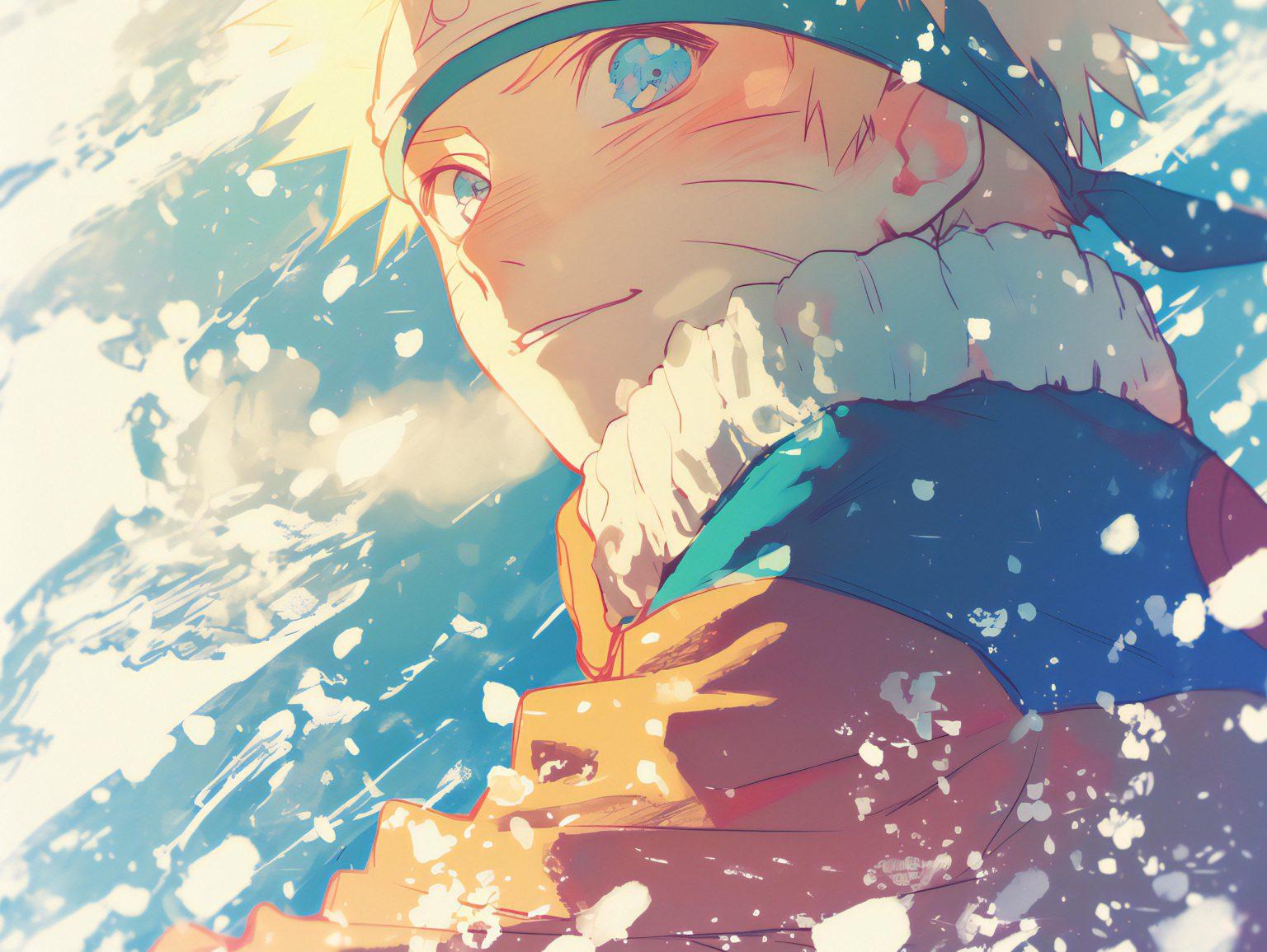 naruto being cute with th ocean behind him