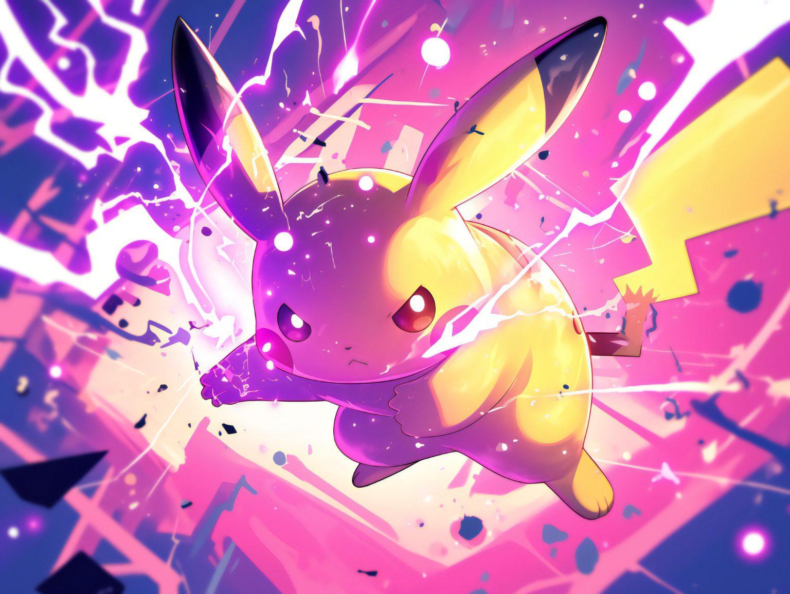 Pikachu wallpaper showing a dramatic lightning strike in epic wallpaper style.