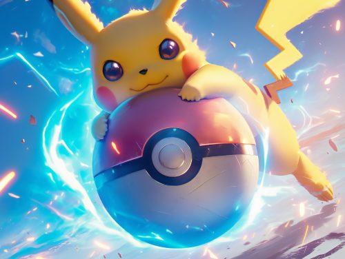 Pikachu wallpaper featuring an electrifying pokeball in HD wallpaper quality.