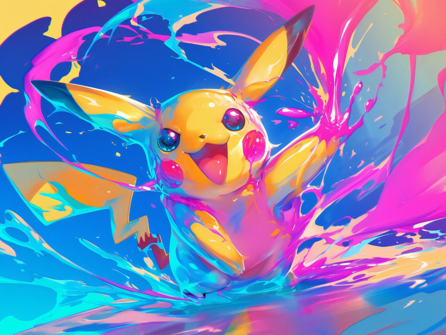 Pikachu with his adorable smiling face, radiating happiness and charm in this heartwarming anime wallpaper.