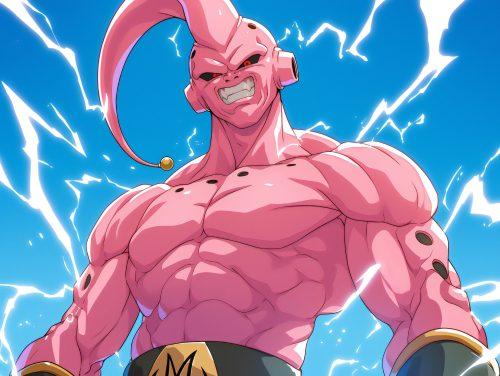 A buu dbz cool wallpaper showcasing Majin Buu’s energetic and dynamic presence.