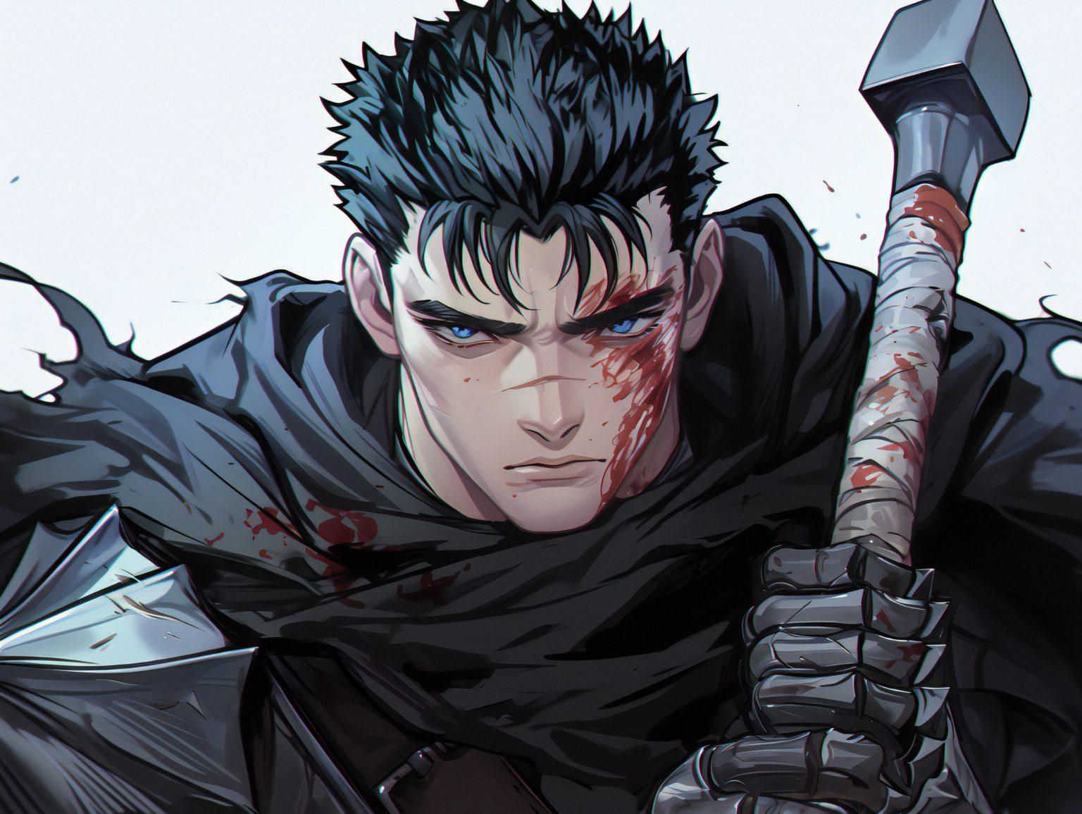 A berserk wallpaper full hd featuring a determined warrior presence with bold artistic expression.