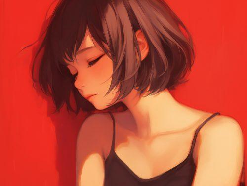 Red Poignant Emotion Sad Anime Wallpaper