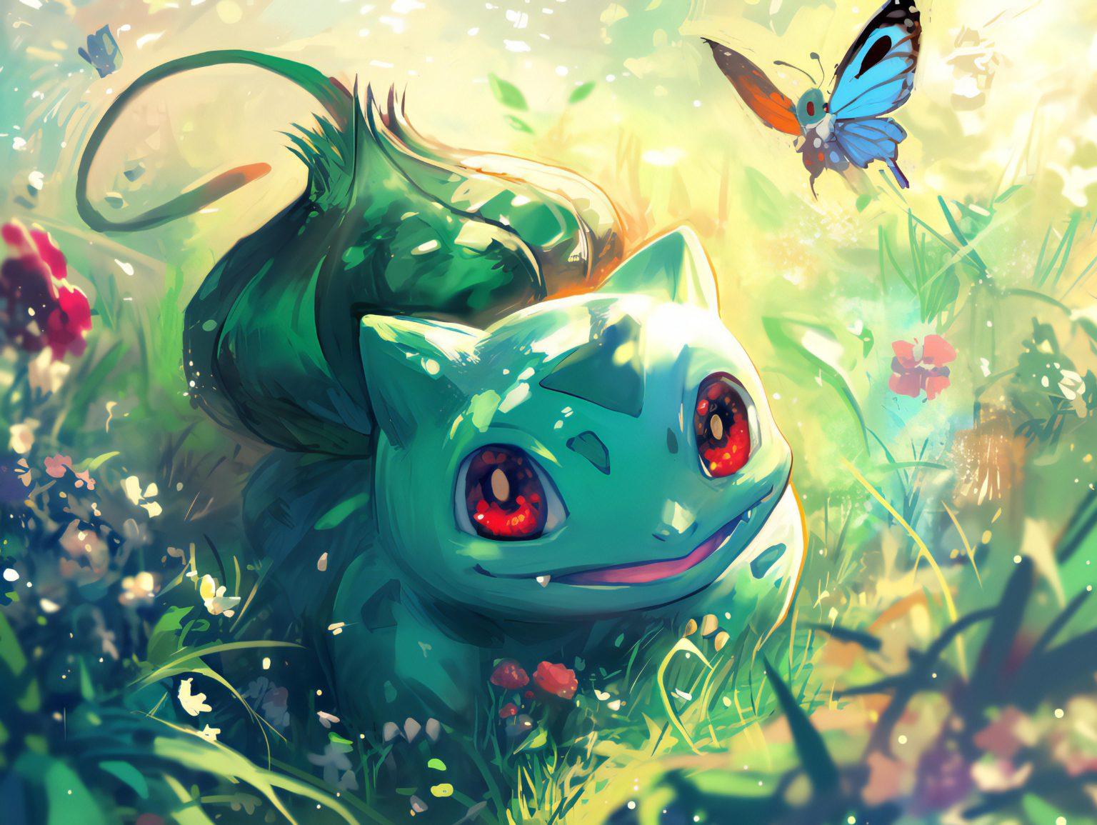 A bulbasaur hd wallpaper featuring radiant energy and dynamic Pokémon-themed details.