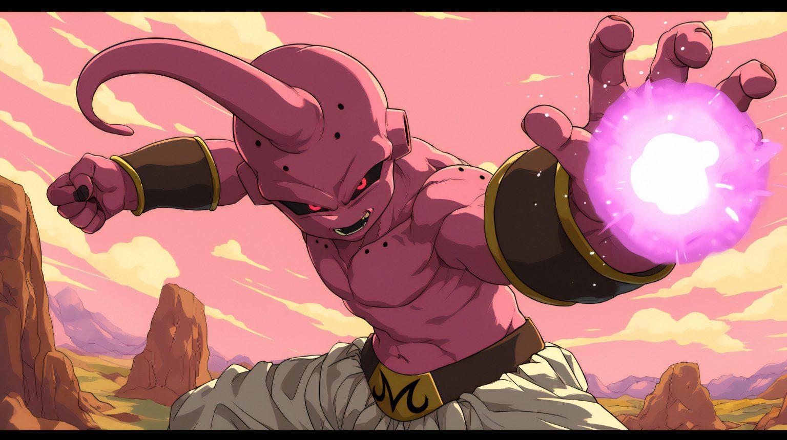 A dbz 4k wallpaper displaying Majin Buu’s powerful energy and high-resolution details.